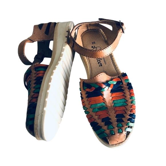 Galcer Mexican Women's 8 Leather Huarache Boho Platform Sandal Tan - Picture 3 of 12